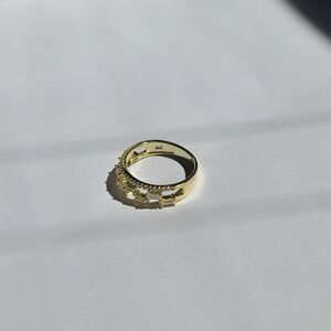 Vintage Gold Plated Sterling Silver Ring with Baguette CZ Size 7